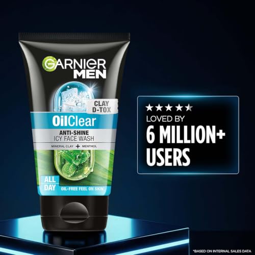 Image of Garnier Men Oil Clear Clay D-Tox Deep Cleansing Icy Face Wash, 155 g (Pack of 2)