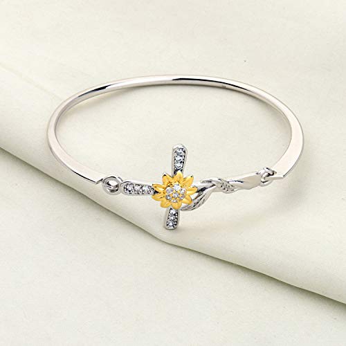 WUSUANED Sunflower Cross Bracelet You Are My Jewelry Inspirational Gift for Women Girls2
