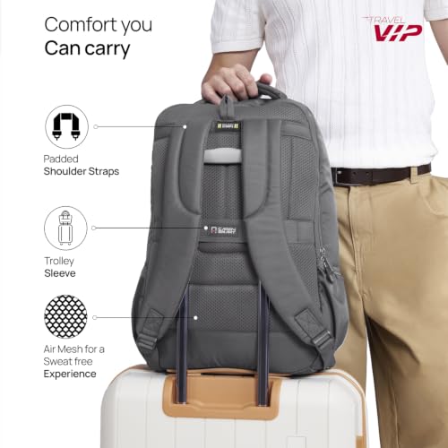 Image of VIP VOGUE 17 Inch Compatible Laptop Backpack 27L + 5L Expandable | Water-Resistant with 3 Compartments | Padded Laptop Sleeve, Side Bottle Pocket | Office & Travel Backpack for Men & Women