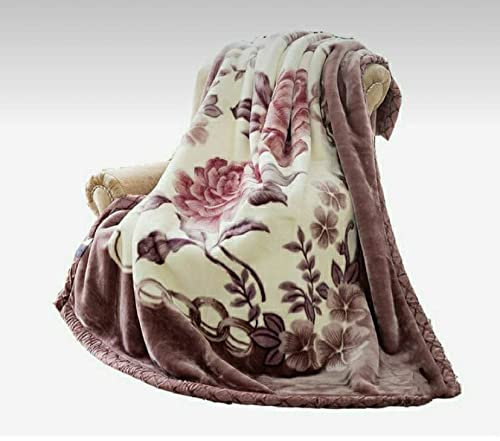 Bezzilish Home Cloudy Super Soft Fabric Floral Printed Mink Heavy Duty Luxury Ultra 2 Ply Double Bed Blanket 6 kg for Heavy Winters with English Colors & Stylish Bag Packing