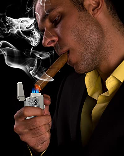 Fankai Cigar Lighter 4 Torch Jet Flame, Cigar Punch, Cigar Holder, Cigar Draw Enhancer, Refillable Torch Lighter, Multi-Functional Cigar Accessories, Windproof Lighters For Smoking With Gift Box #TOP6