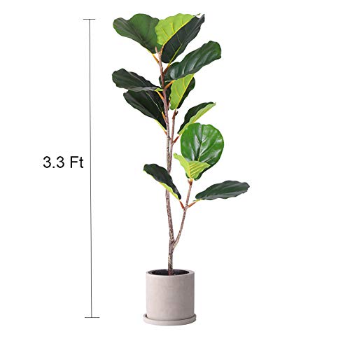 Fiddle Leaf Fig Artificial Trees Feels Like Real with Durable Quality, Fiddle Leaf Fig Does Not Come W/ Pot! (3.33 Ft Fiddle Leaf Fig, 1)