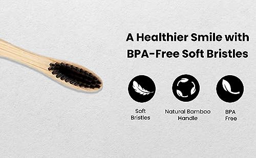 Image of Super Soft activated Charcoal Bristle Manual Toothbrush with Bamboo Handle, Teeth Whitning Charcoal Toothbrush for kids (Pack of 1)