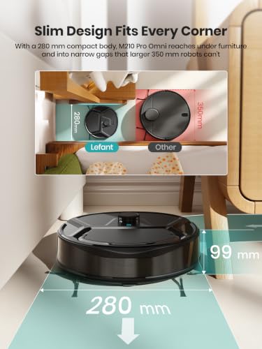 Image of Lefant Robot Vacuum and Mop, 20000Pa Strong Suction, Self-Cleaning Roller Mop with Auto Drying, LiDAR Navigation & Obstacle Avoidance, Tangle-Free Pet Hair, Slim, 800ml Dustbin, 5G WiFi, M210 Pro OMNI