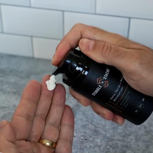 Hydrate Mens Face Moisturizer + Beard Conditioner For Men With Hyaluronic Acid, Niacinamide, Argan Oil, Aloe Vera, Jojoba Oil And Vitamin A, Anti-Aging Mens Face Lotion, 3.4 Oz. | Stubble & 'Stache #TOP2