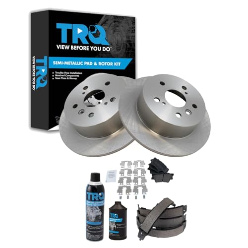 Image of TRQ Rear Brake Pad & Rotor Kit Semi-Metallic Compatible with 2013-2018 Lexus ES300h ES350 Toyota Avalon 2012-2017 Camry
