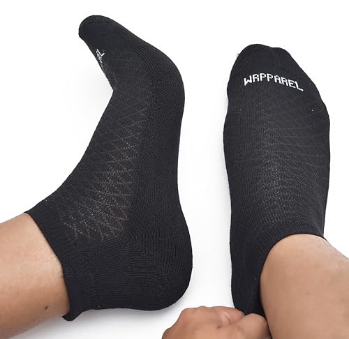 Bamboo Rayon Athletic Mens Ankle Socks Arch Support Half Terry Cushioned Moisture Wicking Workout | 3 & 6 Pairs3