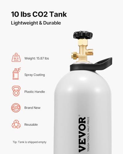 Image of VEVOR CO2 Tank, 10 lbs New Aluminum Alloy Cylinder, CO2 Air Tank with Light Spray Coating, CGA320 Valve, Handle & Adjustable Pressure, DOT Approved Cylinder for Draft Beer Dispensing