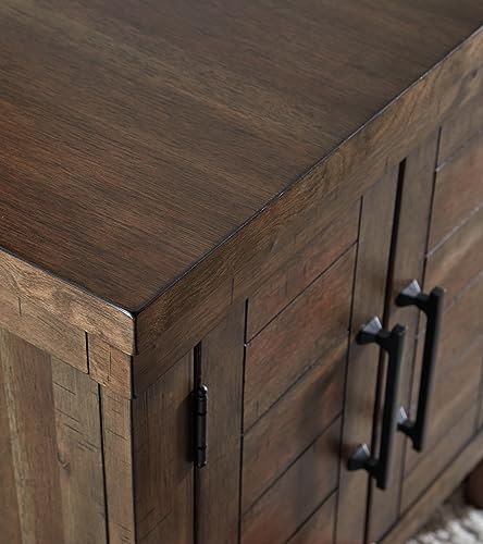 Signature Design by Ashley Moriville End Table, Brown Side Table | Space-saving side table with cabinet, Acacia wood solids, Veneer and MDF substrate, Living room storage - image 8