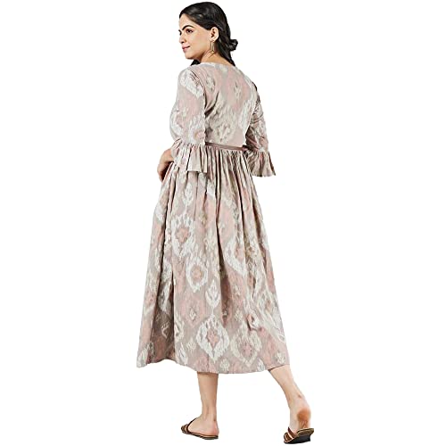 Image of Haute Curry by Shoppers Stop V Neck Cotton Slub Regular Womens Dress