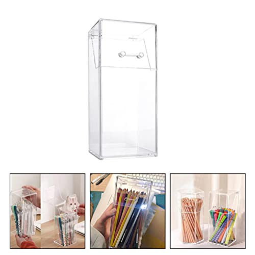 Housoutil Organizador de pincéis de maquiagem de acrílico com tampa, organizador de maquiagem transp