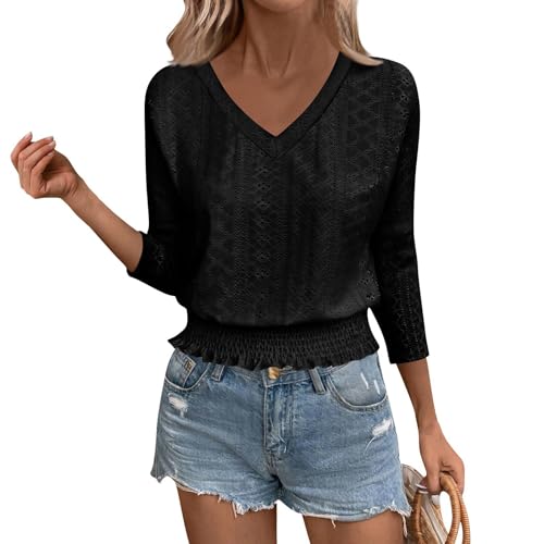 Shirt Damen 3/4 Arm,3/4 Arm Shirt Mollige...