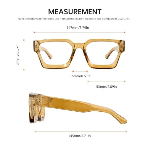 Image of Cyxus 99% Oversized Blue Light Blocking Glasses Women Men Chunky Rectangle Chic Preppy Frame Computer 8143