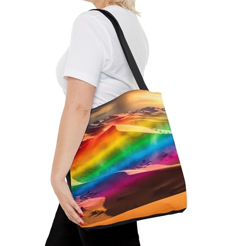 Premium Reinforced Stitching Tote Bag - A Rainbow Sandstorm in a Desert4