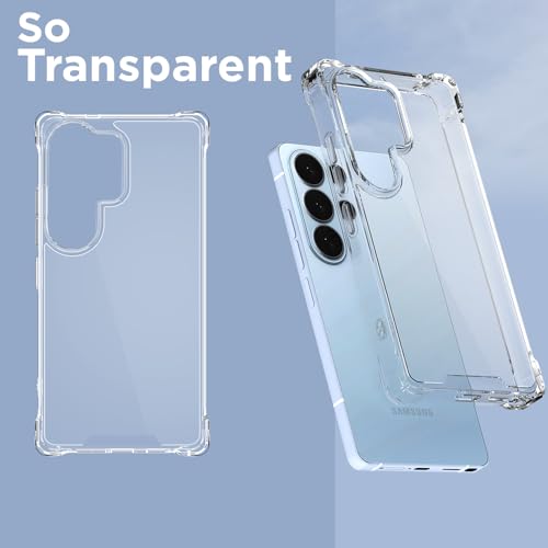 Image of Amazon Basics Back Cover for Samsung Galaxy S26 Ultra 5G PC + TPU Clear Transparent Raised Edges Shockproof Protective Phone Bumper Case (Transparent)