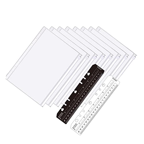 Loigohon A5 6穴 システム手帳リフィル ファスナーポケット8枚 PP製 しおり定規2枚 セット との互換性あり