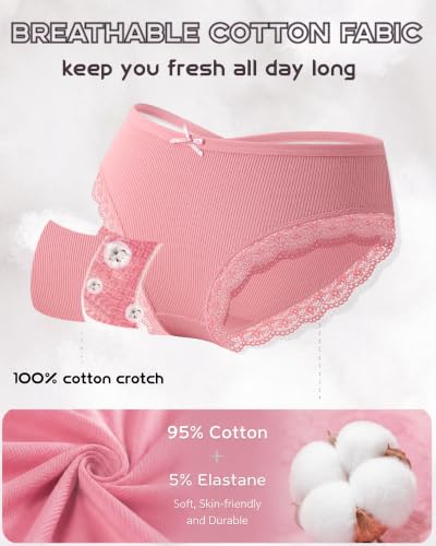 Image of Womens Cotton Underwear Sexy Lace Trim Bikini Ladies Cheeky Panties 6 Pack