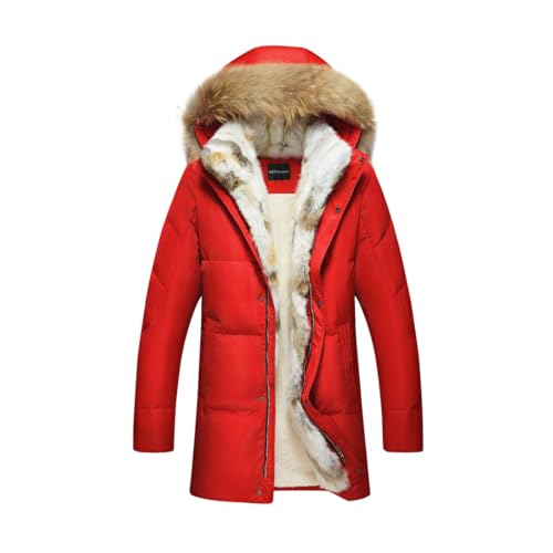 HZCX FASHION Men's Fur Collar Hooded Warm Fleece Lined Down Jackets and Coats 2016091201-385-RE-US L TAG 3XL