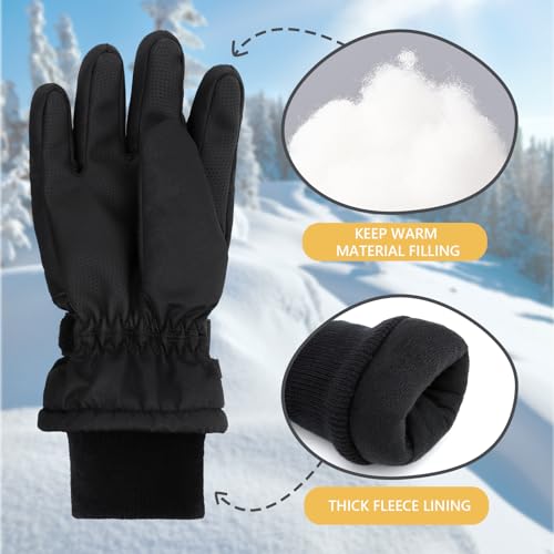 Image of Duoyeree Kids Waterproof Ski Gloves Warm 5-Fingered Winter Accessories for Boys & Girls Aged 4-13.