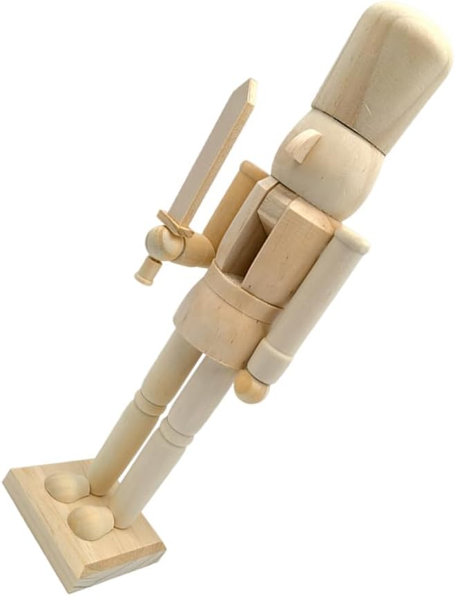 LUOZZY 15" Unfinished Nutcracker Wooden DIY Blank Unpainted Nutcracker Puppet Soldier Christmas Table Centerpiece