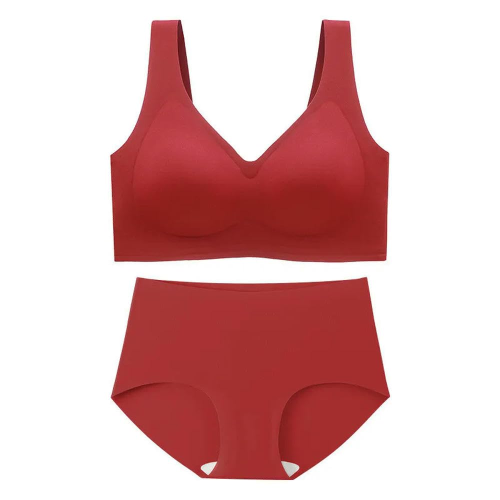 SYJYM M-5XL Conjuntos de Sujetadores de Talla Grande para Mujer Bragas regordetas para niñas Sujetadores de Gran tamaño sin Aros y antiflacidez para Mujeres con Pecho Grande