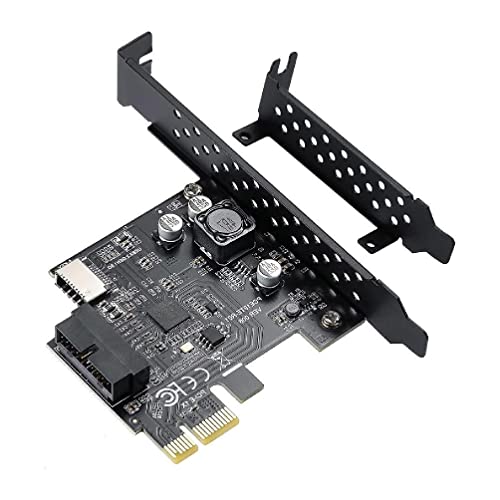 QMQJIA PCI-Express 3.0 X1 USB3.2 20Pin Riser Adapter for Desktop PC USB 3.2 Gen1 Type-E?A-Key? to Expansion Card D720201 Chip PCI-E 1X to USB 3.2 GEN1 5Gbps Type-E Expansion Card