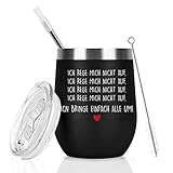 Livole Lustige Geschenke für Männer, Frauen, Kollegen, Weihnachtsgeschenke für Männer, Tasse mit Spruch Ich Rege Mich Nicht Auf, 350ml Thermobecher Kaffee to go, Vakuum Camping Becher mit Stroh, 12oz