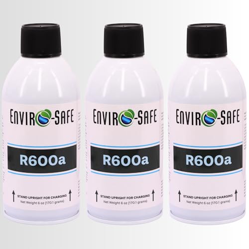 R600a Refrigerant - 6oz Upright Self Sealing Style Top for HVAC & Refrigeration Use | 99.7% Purity | EPA Approved Hydrocarbon (3 Cans Only)