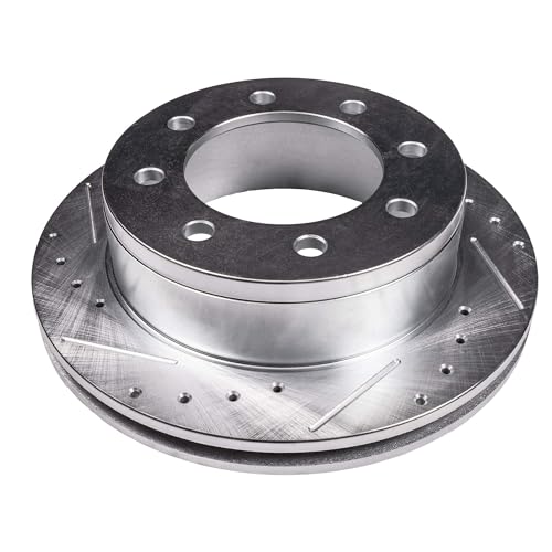 Image of Detroit Axle - 4WD Front Drilled Disc Brake Rotors for 1999-2004 Ford F-250 F-350 Super Duty 2000-2005 Excursion Drilled and Slotted Disc Brake Rotors Replacement: 13.03 inch inch Front Rotor