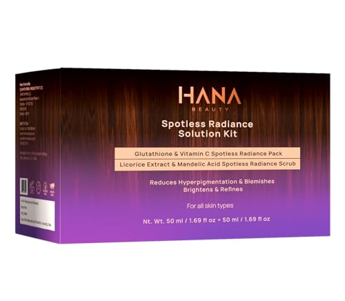 Hana Beauty Spotless Radiance Solution Kit | Pack With Glutathione & Vitamin C | Lightens Dark and Stubborn Spots, Pigmentations & Acne Marks | Brightened Complexion | Scrub with Licorice Extract & Mandelic Acid | Exfoliates | Repairs Dull & Uneven Skin Texture | Oily, Dry, Sensitive & Combination Skin | For Men & Women | 50ml & 50ml Hana Beauty Spotless Radiance Solution Kit | Pack With Glutathione & Vitamin C | Lightens Dark and Stubborn Spots, Pigmentations & Acne Marks | Brightened Complexion | Scrub with Licorice Extract & Mandelic Acid | Exfoliates | Repairs Dull & Uneven Skin Texture | Oily, Dry, Sensitive & Combination Skin | For Men & Women | 50ml & 50ml