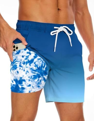 Men Swimsuit Bathing Suit Swim Trunk Quick Dry Beach Shorts with Compression Liner