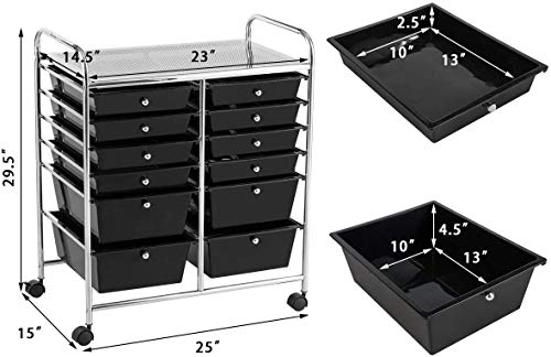 image for Giantex 12 Drawer Rolling Storage Cart Tools Scrapbook Paper Office Sc