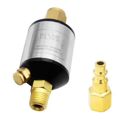 Qolekog Oil Water Separator for Air Line, 1/4 Inch NPT Inlet and Outlet, Air Compressor Water Separator Filter, Water Separator For Air Compressor Line Dryer 150 PSI (1Pc)