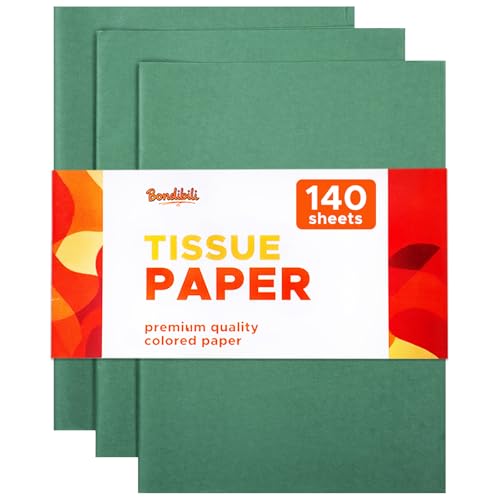 140 Sheets Dark Green Tissue Paper for Gift Bags Bulk 20x14 - Acid Free Wrapping Tissue Paper for Crafts Party Decors for Birthday Wedding Graduation DIY Crafts Holiday