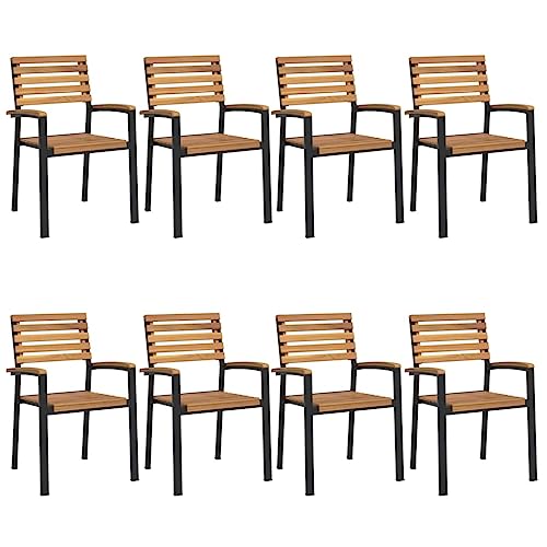 vidaXL Lot de 8 Chaises de Jardin Empilables, Sièges de Terrasse, Chaises de Balcon, Meubles de...