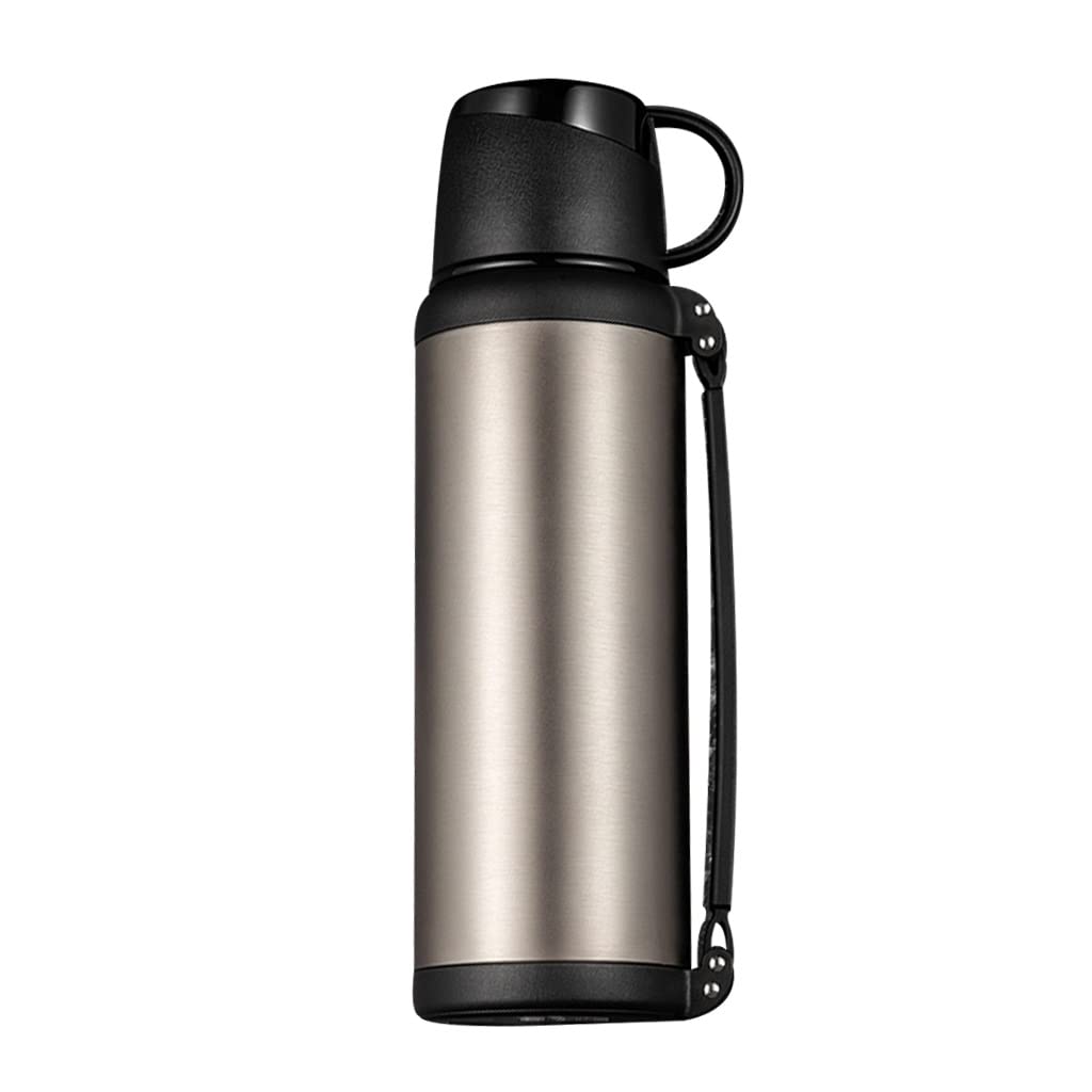 Isoliertopf Thermoskanne aus Edelstahl mit großem Fassungsvermögen, doppelwandige vakuumisolierte Wasserflasche für unterwegs, tragbarer Reisetopf für Outdoor-Fitness, Campingkaffe