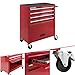 Arebos Chariot d'Atelier Chariot à Outils | 4 Tiroirs + Grand Compartiment | 4 Roulettes | Construction robuste | Tapis antidérapants | Rouge