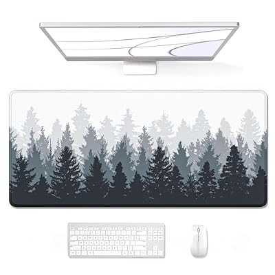 Auhoahsil Desk Mouse Pad, Oversized Forest Desk Mat 35.4 x 15.7 Inch, Extended Long Gaming Mousepad Non-Slip Rubber Base Stitched Edges XXL Ultra Large Thin Full Desk Pad for PC Laptop Gaming Work
