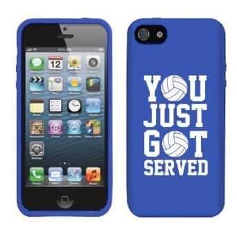For Apple iPhone 5 5s Silicone Soft Rubber Skin Case Cover You Just Got Served Volleyball (Blue)