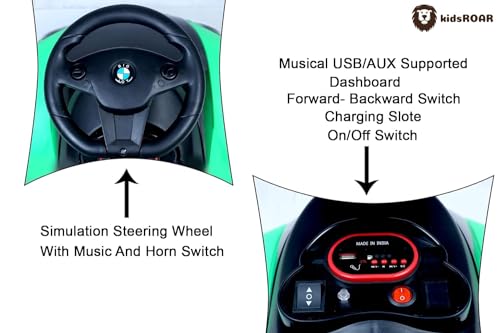 kidsROAR Kids car Battery Operated with USB & Bluetooth Support Music System | Electric Car for Kids Foot Accelerator | Without Remote Control | for 1 Year to 5 Year Kids | Best Gifting Item (Green) - Image 4