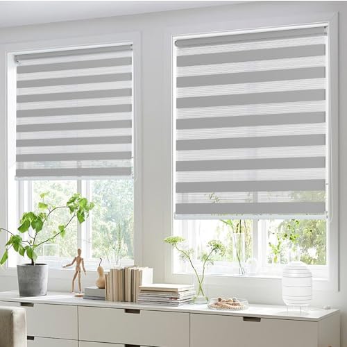 Recopilación de Persianas Modernas - 5 favoritos. 41 OCCULO Persianas Enrollables de Doble Capa 100X120cm- Blackout Blinds de 95%, Oscurecimiento Ajustable, Persianas Suave Transpirable Impermeable para Recámara/Sala/Oficina (Gris)