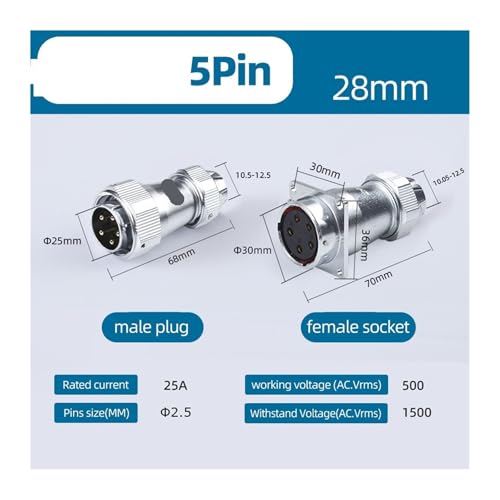 Conector WY28 5 pines para sensor y adaptadores de cableado circular 3