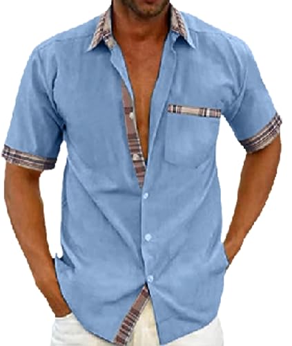 Camicia a maniche corte da uomo Moda Camicia a tinta unita Estate Nuovo cardigan casual a maniche corte con bottoni