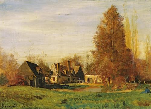 Cour de ferme par François Louis Francais tableaux pour décoration de chambre 60x90cm