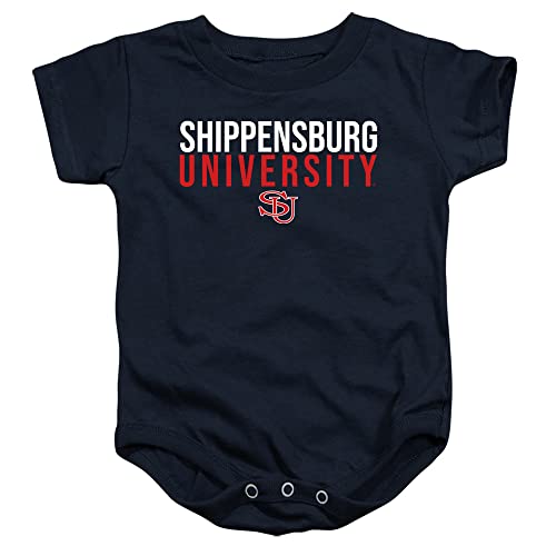Shippensburg University Official Stacked Unisex Infant Snap Suit for Baby,Navy, 6 Months