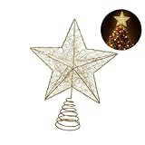 HEMOTON Estrella de Cinco Puntas Árbol de Navidad LED...