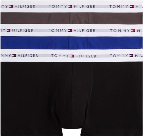 Tommy Hilfiger Uomo Pantaloncini Boxer Confezione da 3 con Fascia con Logo, Multicolore (Blk/Drk Ash/WDG Blu), S