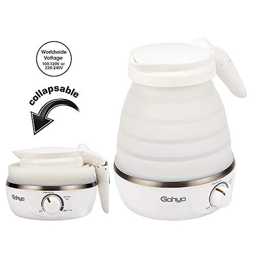 Travel Foldable Electric Kettle - Dual Voltage - Food Grade Silicone, Collapses