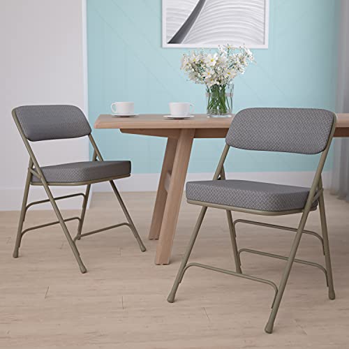 Flash Furniture Hercules Series Metal Folding Chairs with Cushioned Seats, Fabric Upholstered Event Chairs, Set of 2, Gray by Flash Furniture - Used condition - Image 2