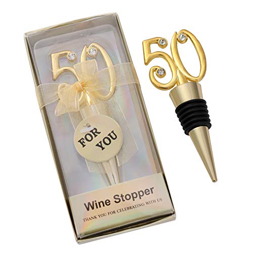 WeddParty 12PCS 50th Wine Stopper Wedding Anniversary Favor Birthday Party Decoration Wine Bottle